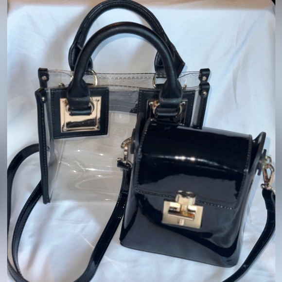 Handbags - Black and Clear Women's Handbag Set
